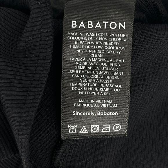 Aritzia Babaton Bodysuit Ribbed Black Long Sleeve Large Basic Layering - Picture 4 of 5